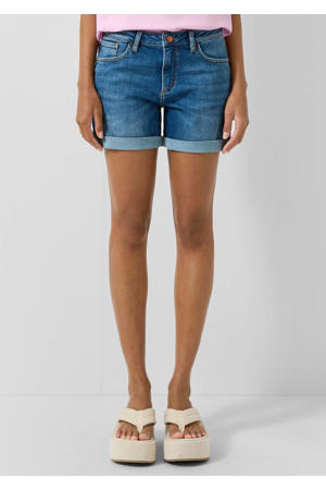 slim regular waist short medium blue denim