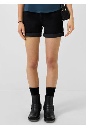 denim slim regular waist short zwart