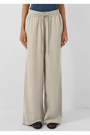 regular waist casual broek met linnen beige