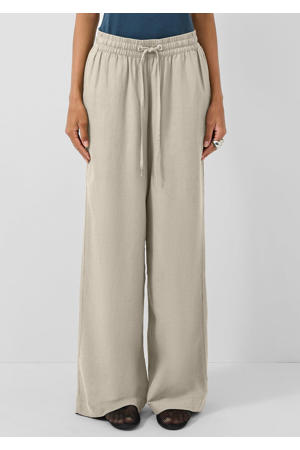 regular waist casual broek met linnen beige