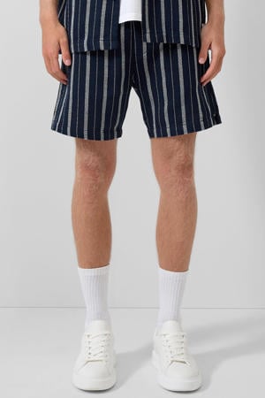 regular gestreepte casual short donkerblauw