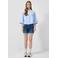QS blouse met krijtstreep lichtblauw