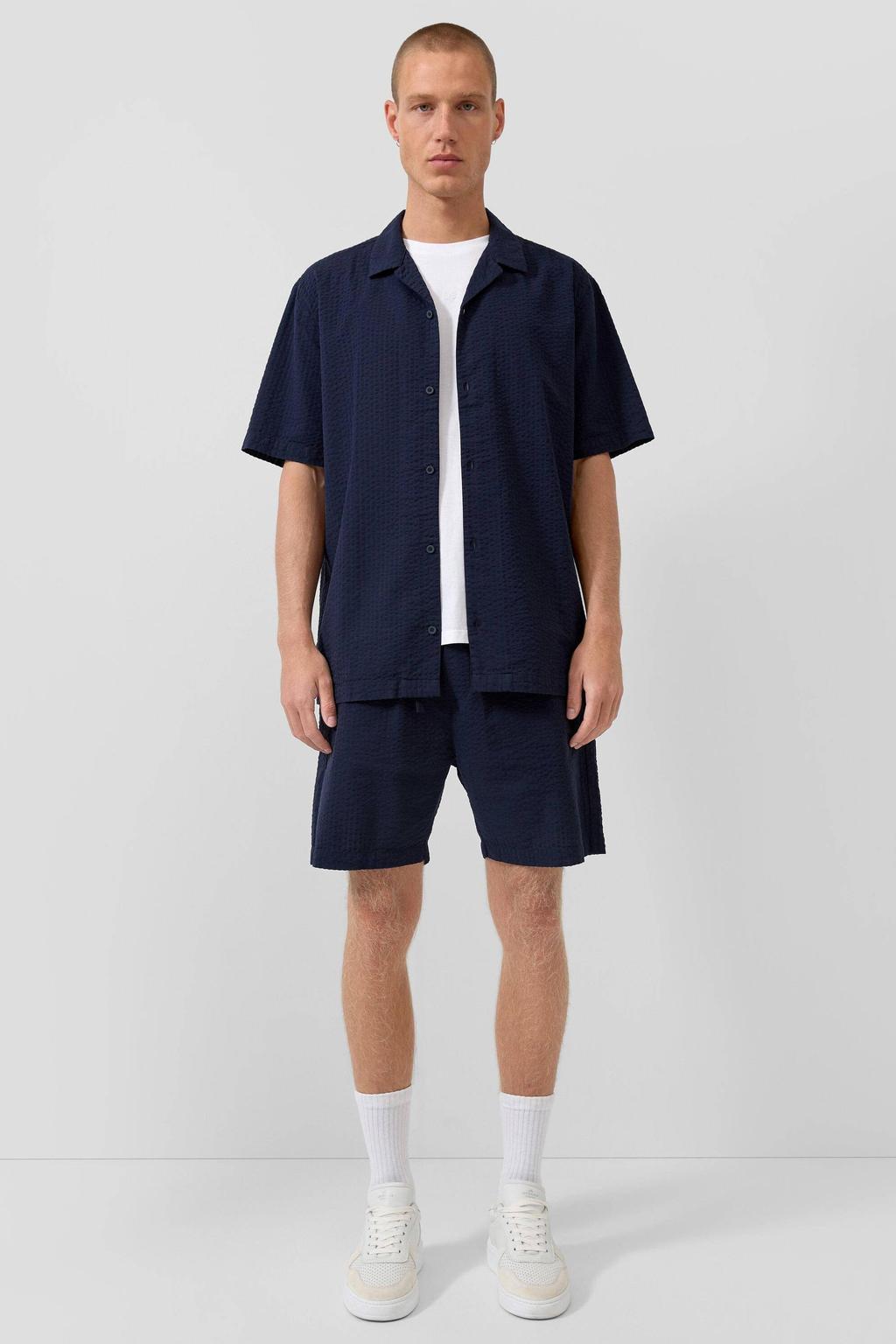 QS regular casual short donkerblauw