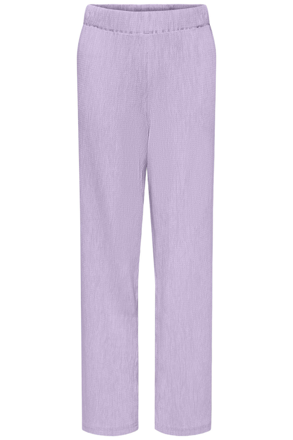 Lilakleurige meisjes KIDS ONLY GIRL straight casual broek van viscose met elastische tailleband en effen