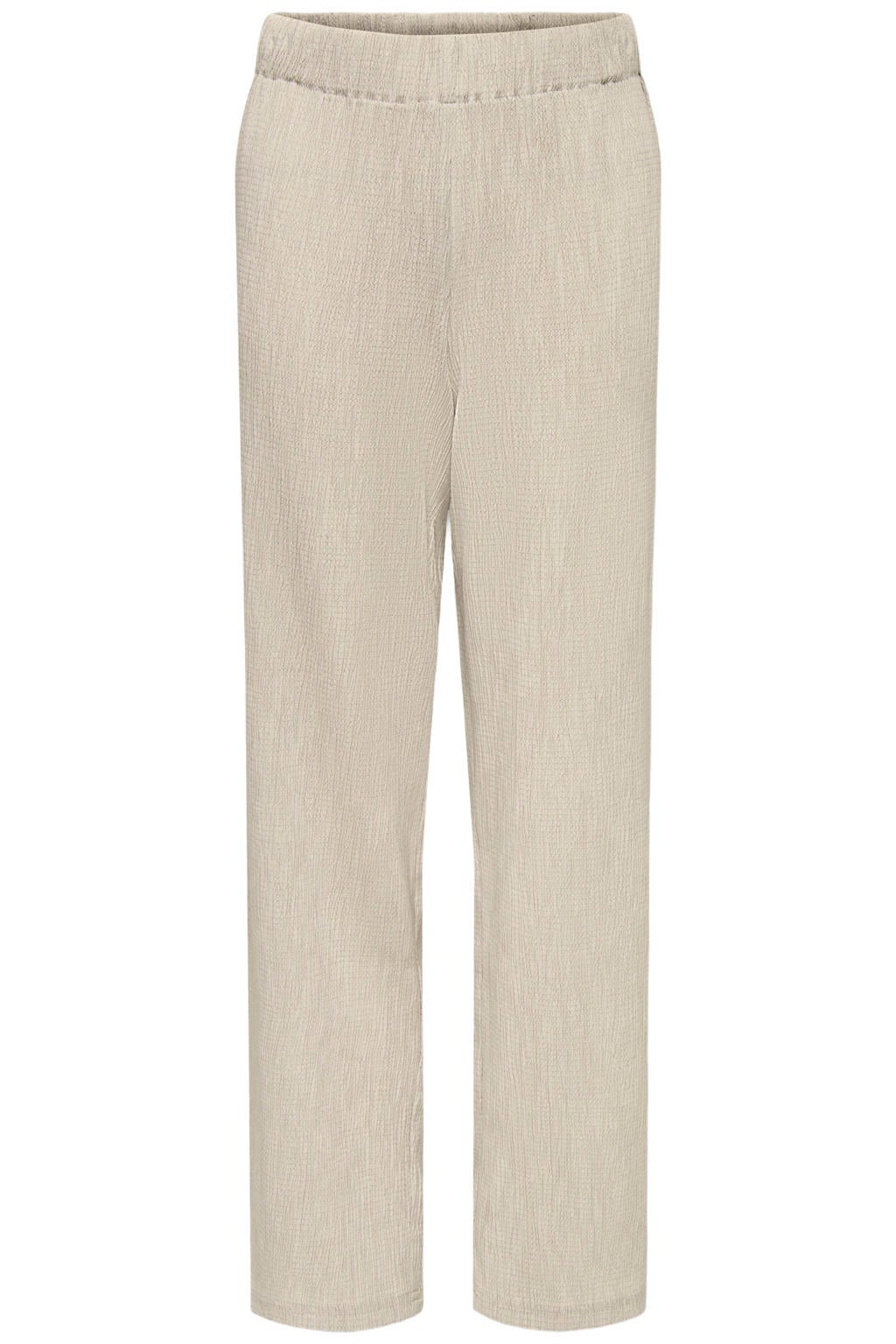 Beige meisjes KIDS ONLY GIRL straight casual broek van viscose met elastische tailleband en effen