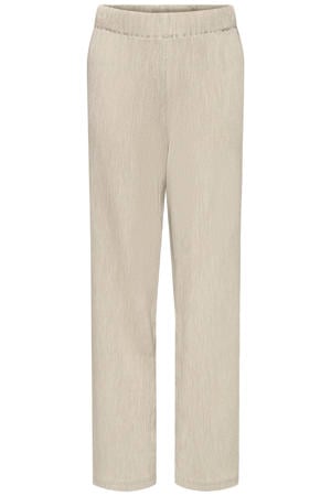 straight casual broek met textuur beige