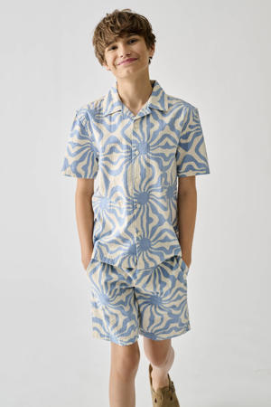relaxed casual overhemd met textuur lichtblauw