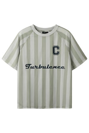gestreept T-shirt grijsgroen