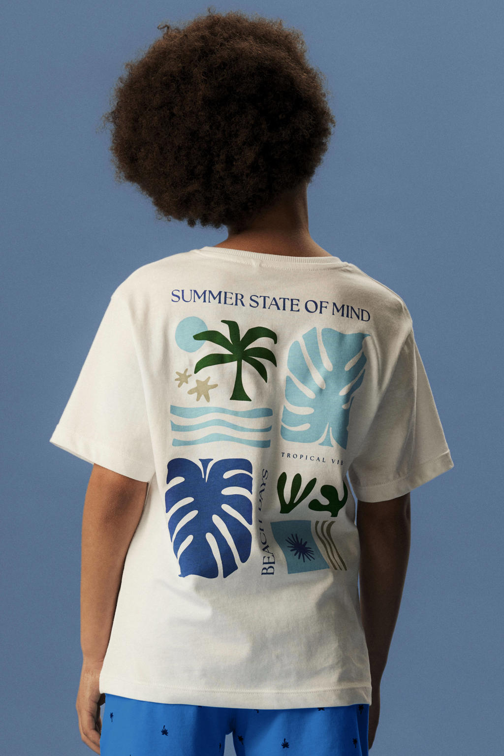 Witte jongens NAME IT KIDS T-shirt van katoen met backprint, korte mouwen en ronde hals