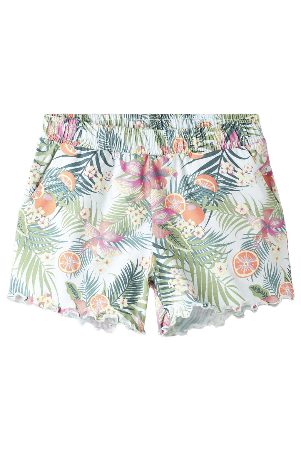 Lichtblauw en multikleurige meisjes NAME IT KIDS regular waist casual short van stretchkatoen met elastische tailleband