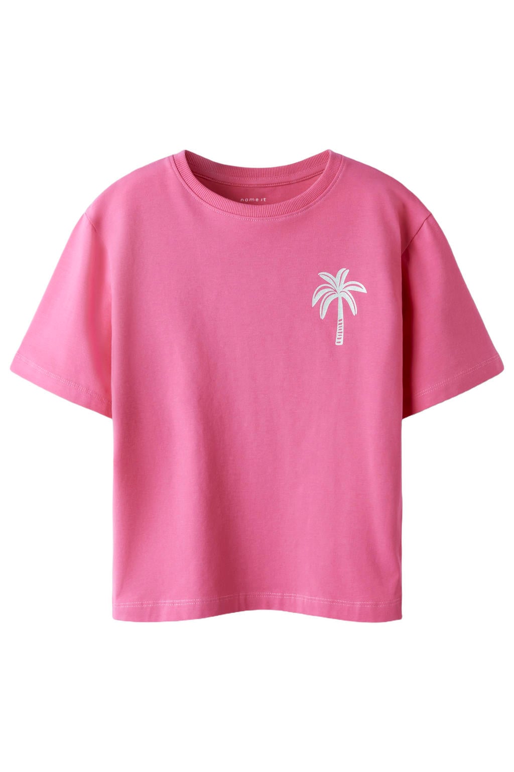 Roze meisjes NAME IT KIDS T-shirt van katoen met backprint, korte mouwen en ronde hals