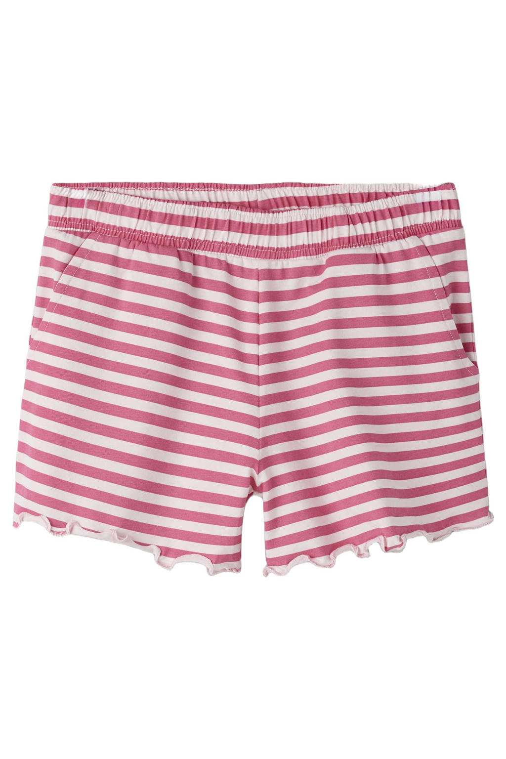 Roze en witte meisjes NAME IT KIDS regular waist casual short van stretchkatoen met elastische tailleband