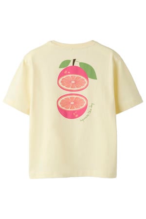 T-shirt met backprint lichtgeel