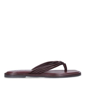 leren teenslippers bordeaux