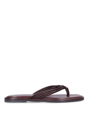 leren teenslippers bordeaux
