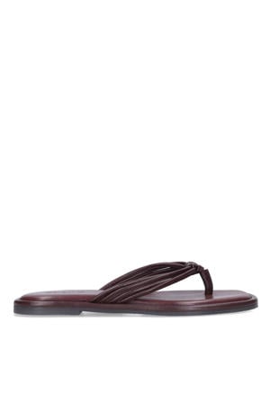 leren teenslippers bordeaux