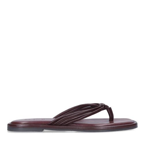 Sacha leren teenslippers bordeaux afbeelding