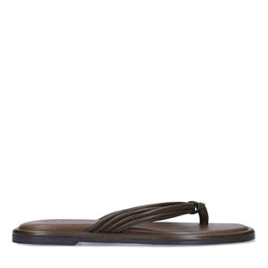 leren teenslippers donkerbruin