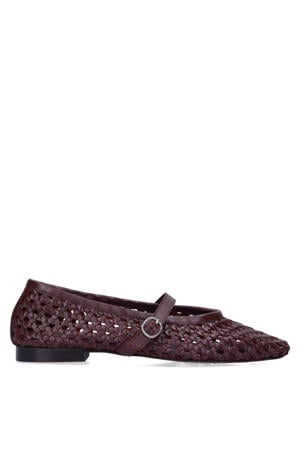 leren ballerina's bordeaux