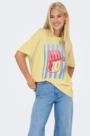 T-shirt met backprint geel