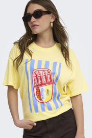 thumbnail: ONLY T-shirt met backprint geel