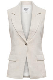 thumbnail: Beige dames ONLY regular blazer van modal met effen, reverskraag en knoopsluiting