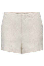 thumbnail: Zandkleurige dames ONLY regular high waist casual short van viscose met rits, haak- en knoopsluiting en effen