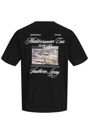 relaxed T-shirt met backprint zwart