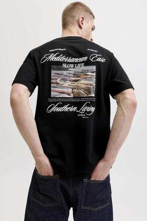 relaxed T-shirt met backprint zwart