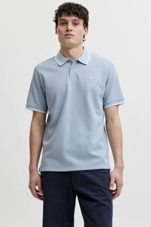 regular polo met textuur lichtblauw