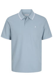 thumbnail: Lichtblauwe heren JACK & JONES ESSENTIALS regular polo met effen, korte mouwen, knoopsluiting en borduursels