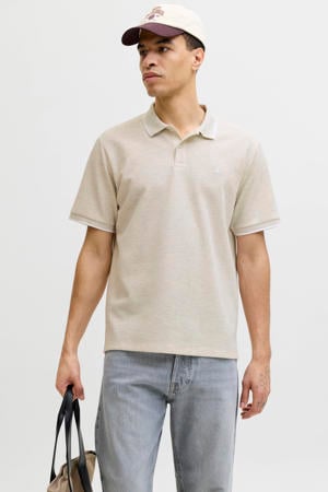 regular polo met textuur beige