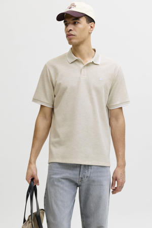 regular polo met textuur beige