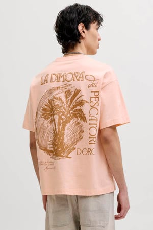relaxed T-shirt met backprint roze