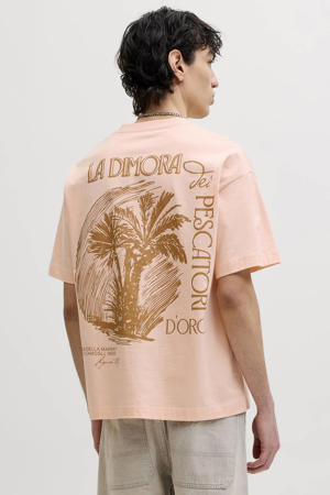 relaxed T-shirt met backprint roze
