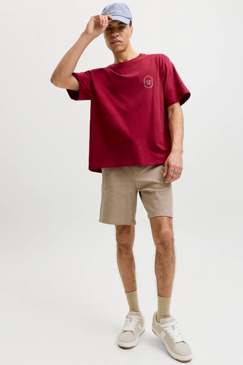 JACK & JONES PANTS STUDIO JPSTACE tapered casual short beige