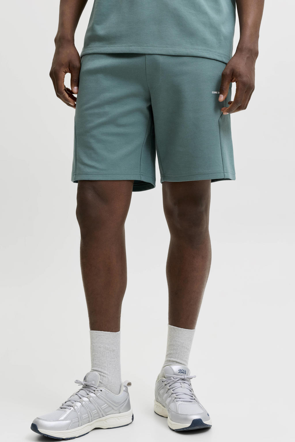 Groene heren JACK & JONES PANTS STUDIO regular sweatshort met effen en elastische tailleband met koord