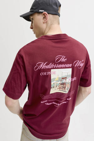 relaxed T-shirt met backprint donkerrood