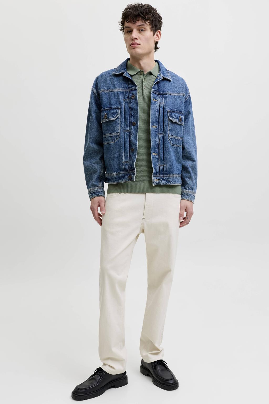 JACK & JONES PREMIUM regular polo groen gebreid