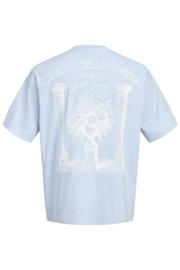 thumbnail: Lichtblauwe heren JACK & JONES ORIGINALS relaxed T-shirt van katoen met backprint, korte mouwen en ronde hals