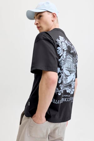 relaxed T-shirt met backprint zwart