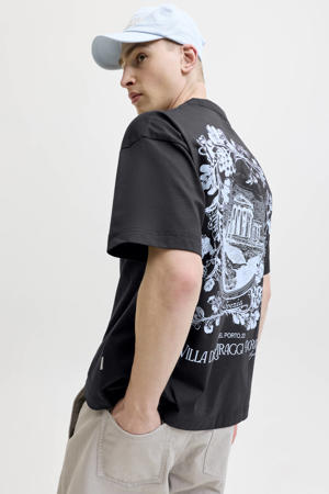 relaxed T-shirt met backprint zwart