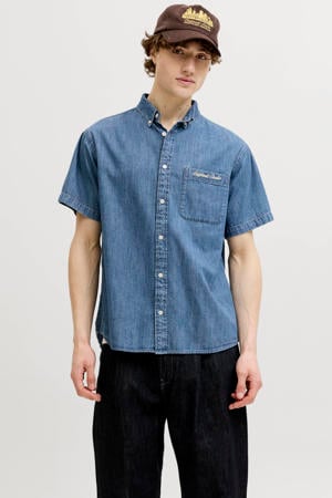 relaxed casual overhemd medium blue denim