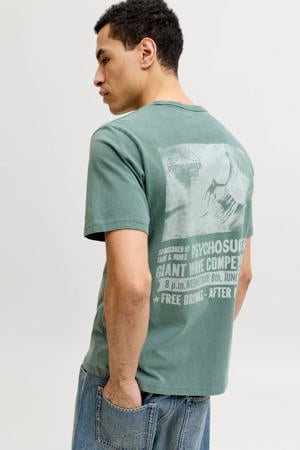 regular T-shirt met backprint groen