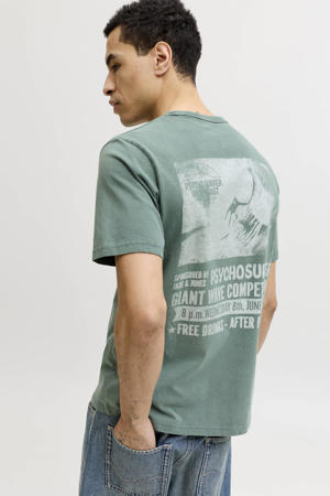 regular T-shirt met backprint groen