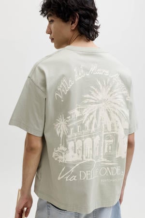 relaxed T-shirt met backprint groen