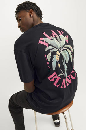 oversized T-shirt met backprint zwart