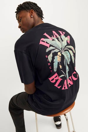 oversized T-shirt met backprint zwart