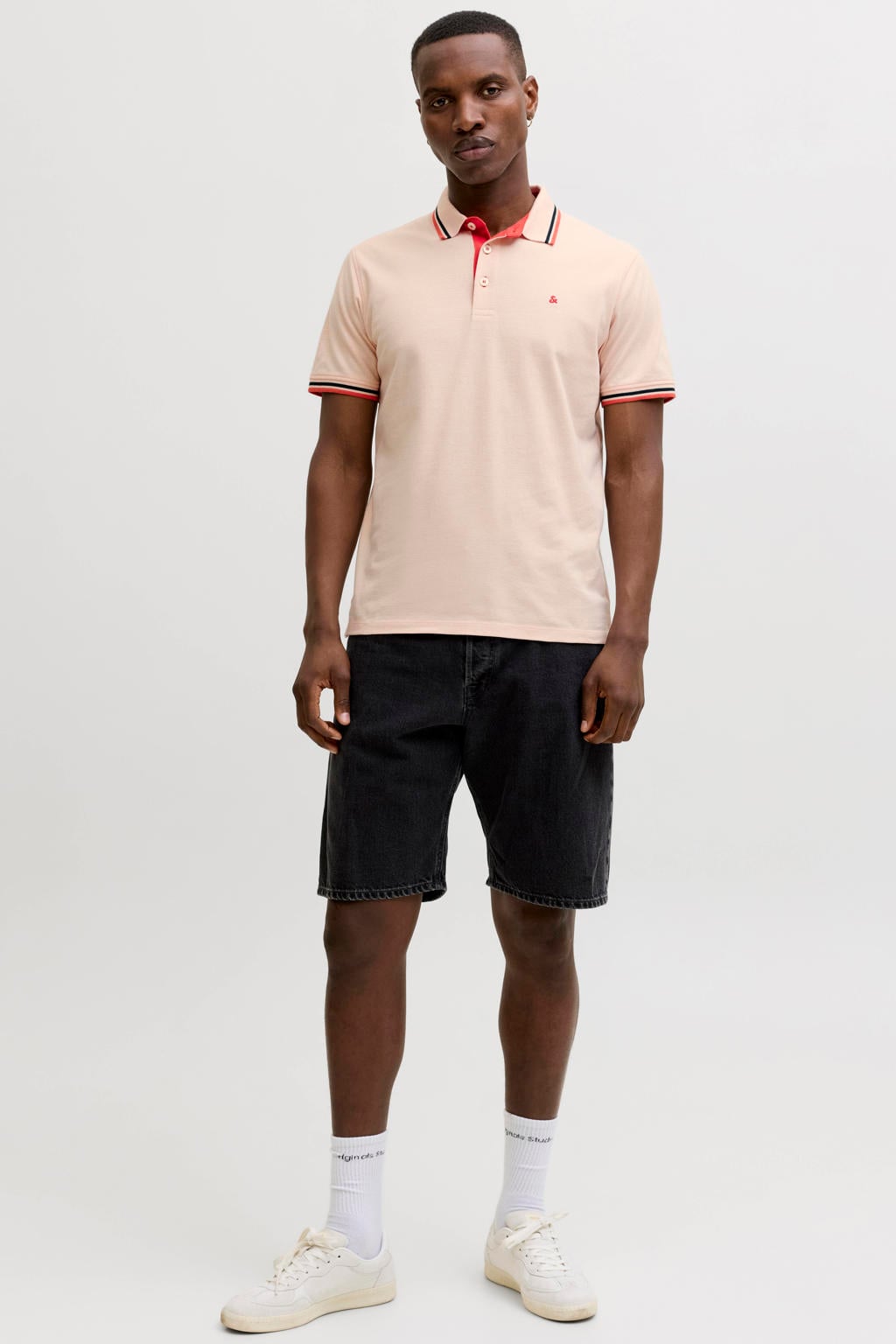 JACK & JONES ESSENTIALS slim polo zalm