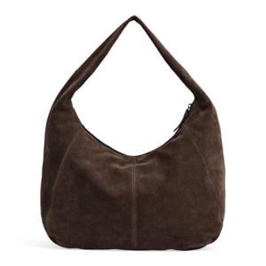 suede schoudertas Samara donkerbruin